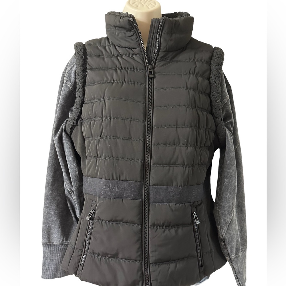 Performance Sherpa Solid Full Zip Puffer Vest. Bl… - image 1